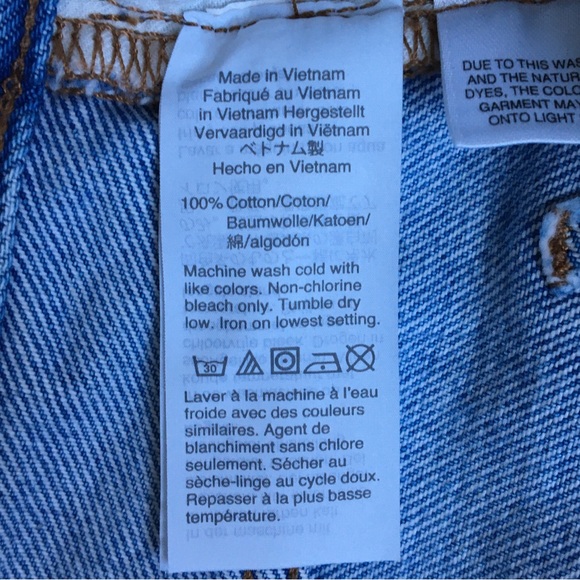 Madewell The Perfect Blue Denim Jean Short Distressed Raw Hem Size 25 - Picture 9 of 14